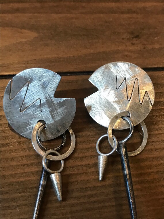 Vintage Abstract Sterling Dangle Clip On Earrings