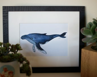 Humpback Whale Watercolor- Handmade Print