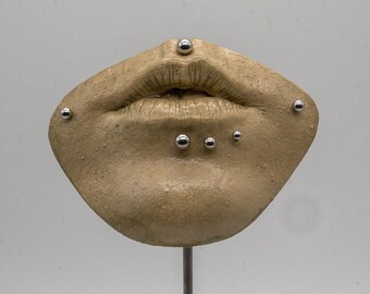Facial Piercing Display - Cyber Bites / Dahlia / Labret - Goth Art - Horror Art - Oddity - Curiosity - Pierce - Jewelry Stand - Creepy