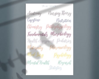 Nursing School Class Binder Labels Stickers, Nursing Student Stickers, Nursing School Planner Stickers (Neutral Colors)