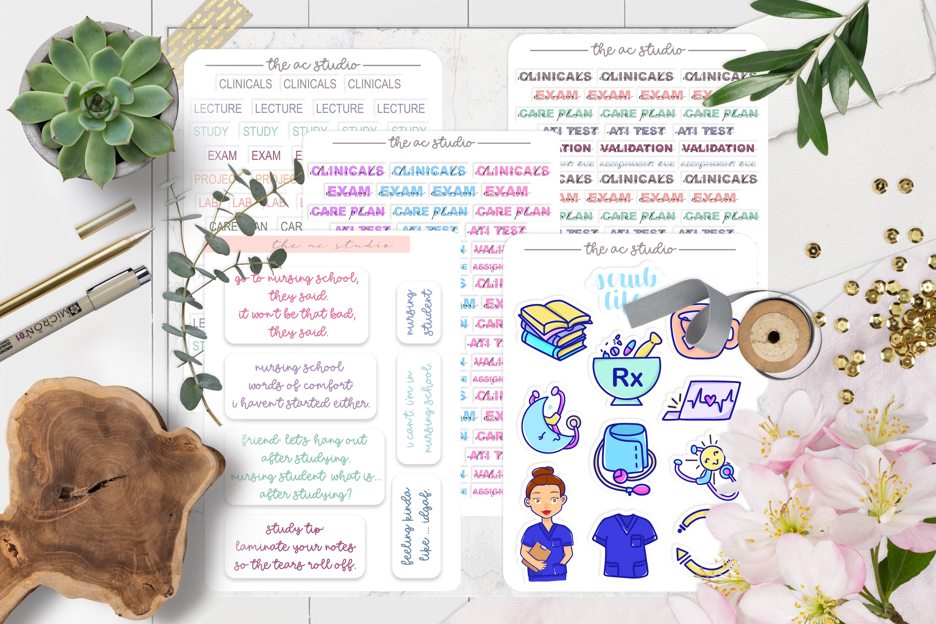 BUNDLE Nursing School Planner Stickers Student Planner Etsy