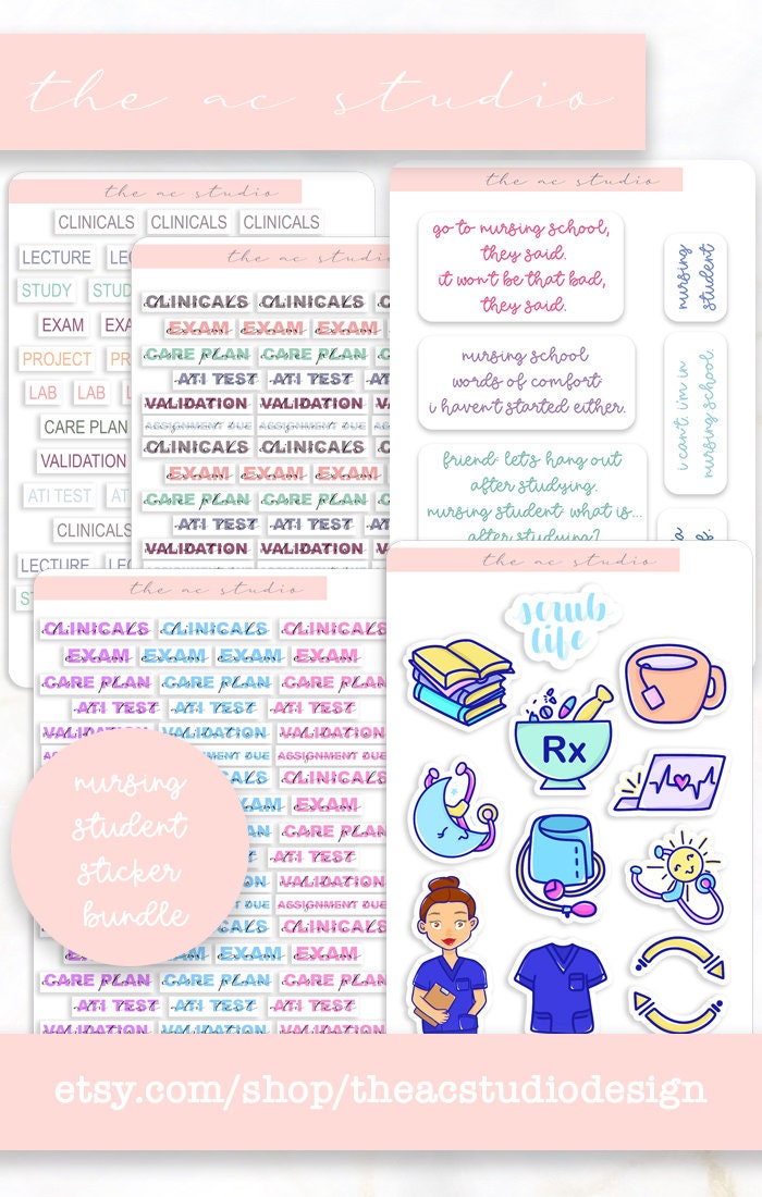 BUNDLE Nursing School Planner Stickers Student Planner Etsy