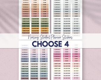 BUNDLE! CHOOSE 4 - Nursing School Planner Stickers, Student Planner Stickers, Academic Stickers for Nursing School (Set of 4 Sticker Sheets)