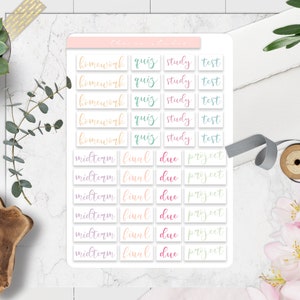 College Planner Stickers, Student Planner Stickers, Academic Planner Script Stickers