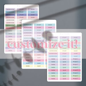 BUNDLE! CUSTOMIZE College Planner Stickers, Student Planner Stickers, Academic Planning Stickers, Jewel Tone (3 Sticker Sheets)