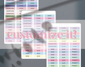 BUNDLE! CUSTOMIZE College Planner Stickers, Student Planner Stickers, Academic Planning Stickers, Jewel Tone (3 Sticker Sheets)