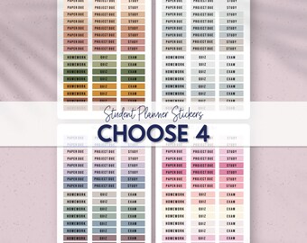 BUNDLE! CHOOSE 4 - College Planner Stickers, Student Planner Stickers, School Planning Stickers (Set of 4 Sticker Sheets)