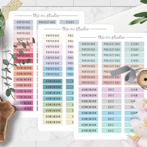 BUNDLE! College Planner Stickers, Block Text, Student Planner Stickers, School Planning Stickers, Set 4 (Set of 3 Sticker Sheets)