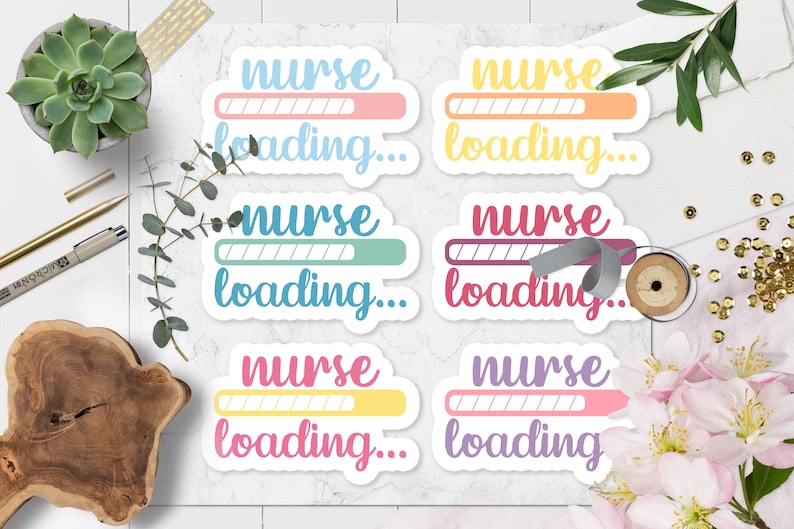 Future Nurse Sticker Pack, Nursing Student, Nurse Loading Stickers (Set of 6) bild 1