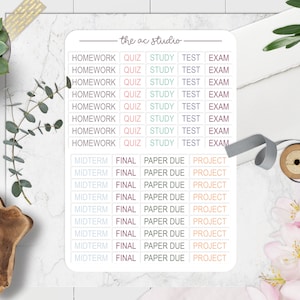 School Planner Stickers, Student Planner Stickers, Academic Planner Stickers (Version 2)