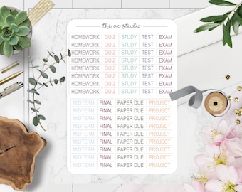 School Planner Stickers, Student Planner Stickers, Academic Planner Stickers (Version 2)