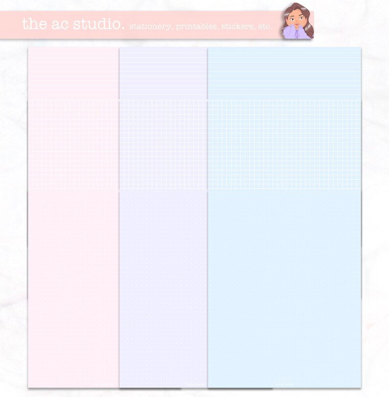 Pastel Grid Stationery Printable Pastel Lined Stationery | Etsy