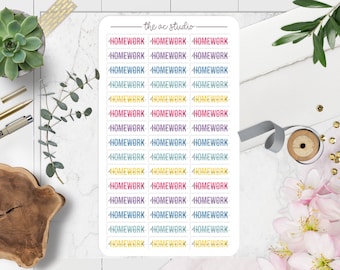 HOMEWORK SCRIPT School Planner Stickers, Student Planner Stickers, Academic Planner Stickers (Floral Version)
