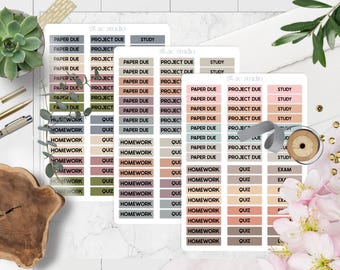 BUNDLE! College Planner Stickers, Block Text, Student Planner Stickers, School Planning Stickers, Cool Neutrals (Set of 3 Sticker Sheets)