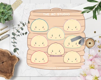 Happy Bao Sticker SET, Dumpling Stickers, #VeryAsian Support Sticker (1 Sticker Sheet)