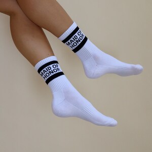 Maid of Honor Socks, Wifey Socks, Bride Socks, Bridal Shower Gift, Bridal Party Gift, Wedding Party Proposal Socks by Blissful Socks