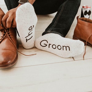 The Groom Socks, The Bride Socks, Gift Set for Bride & Groom, The Groom Socks, Engagement Gift, Newlywed Gift, Blissful Socks