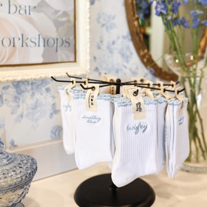Something Blue Wifey Socks, Embroidered Bridal Gift
