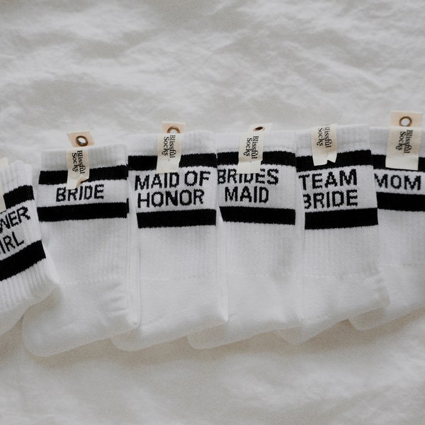 Team Bride and Bride Socks, Bachelorette Favor, Bridal Party Gift, Wedding Party Proposal Socks by Blissful Socks