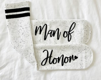 Man of Honor Socks, Bridesman Socks, Grippy Socks, Proposal Gift, Thank You Gift, Unique Wedding Party Gift by Blissful Socks