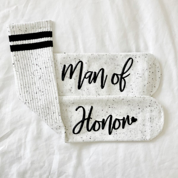 Man of Honor Socks, Bridesman Socks, Grippy Socks, Proposal Gift, Thank You Gift, Unique Wedding Party Gift by Blissful Socks