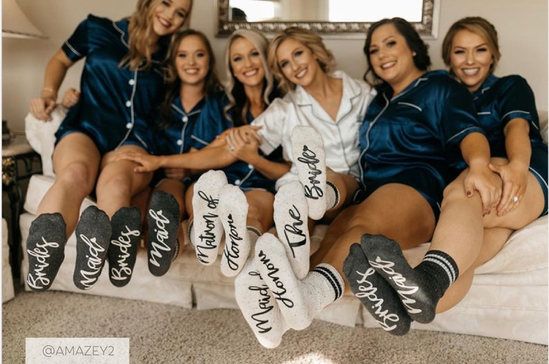 Bridesmaid Sock, Proposal Socks, , Bridal Party Socks,Wedding Socks, Bridesmaid Proposal Gift, Grip Socks Gray