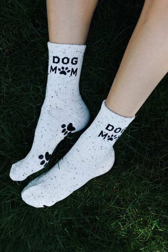 Dog Mom Pilates Socks with Paw Print Grip