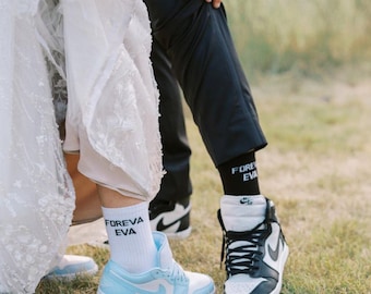 FOREVA EVA Socks, Couple Wedding Gift, Unique Gift for Couple, Bridesmaid Gift, by Blissful Socks