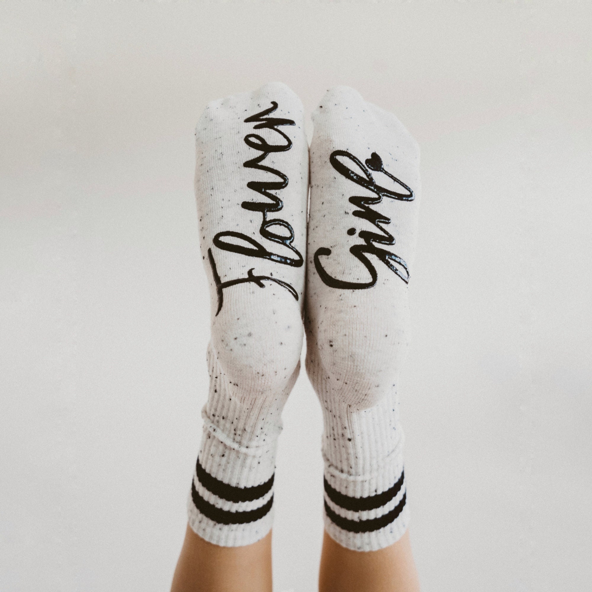 Personalised Flower Girl Socks, Name on Ankle Socks, White With