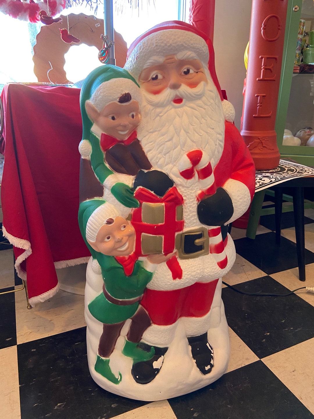 Santa Blow Mold Vintage Elves Kitschy Christmas TPI Canada Etsy