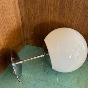 Vintage globe light fixture chrome mcm mid century white ceiling light atomic
