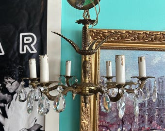 Vintage chandelier antique brass ornate Spanish working