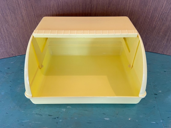 Vintage Breadbox Plastic Yellow Vintage Bread Box Roll Top