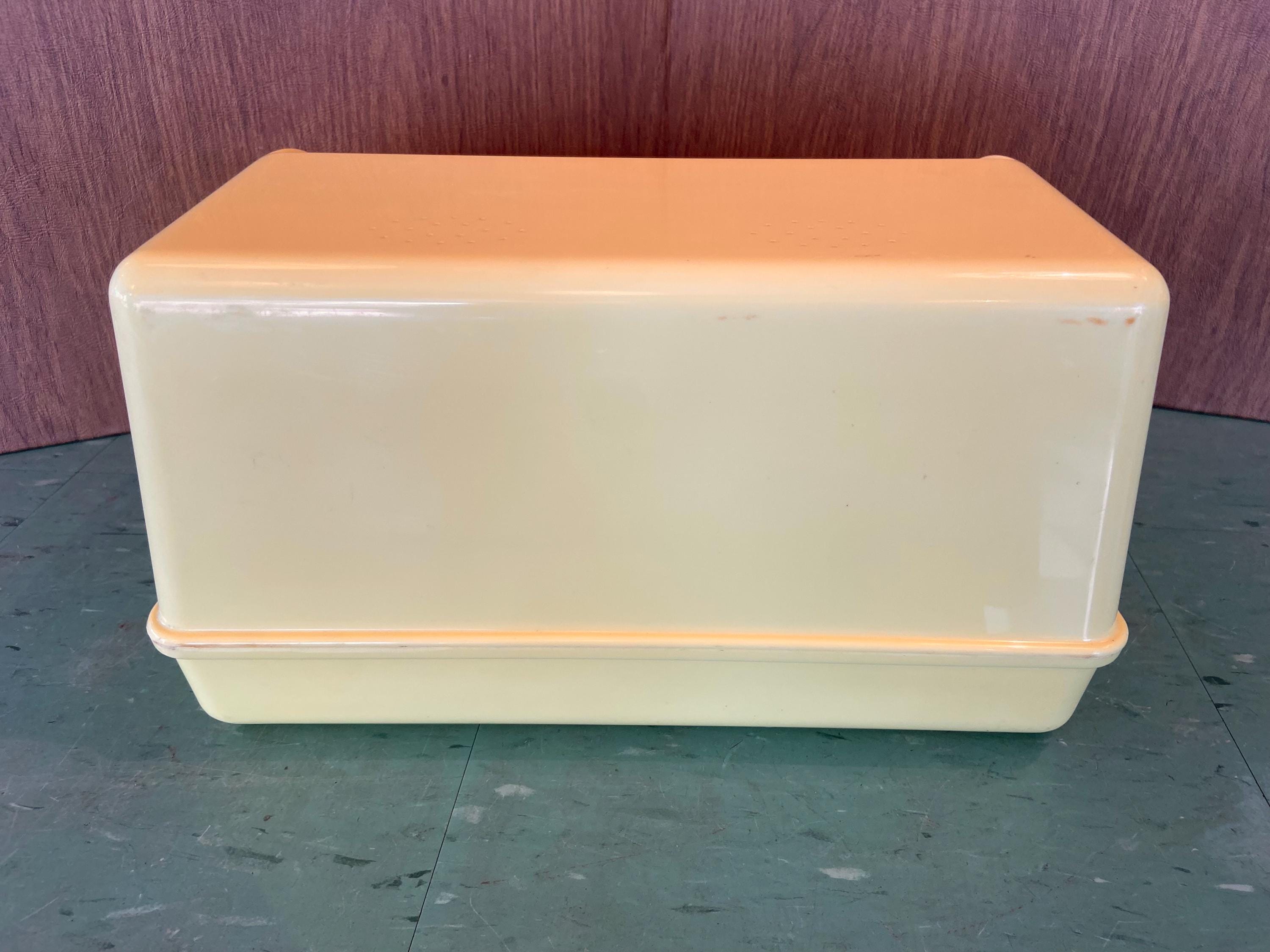 Vintage Breadbox Plastic Yellow Vintage Bread Box Roll Top Mid