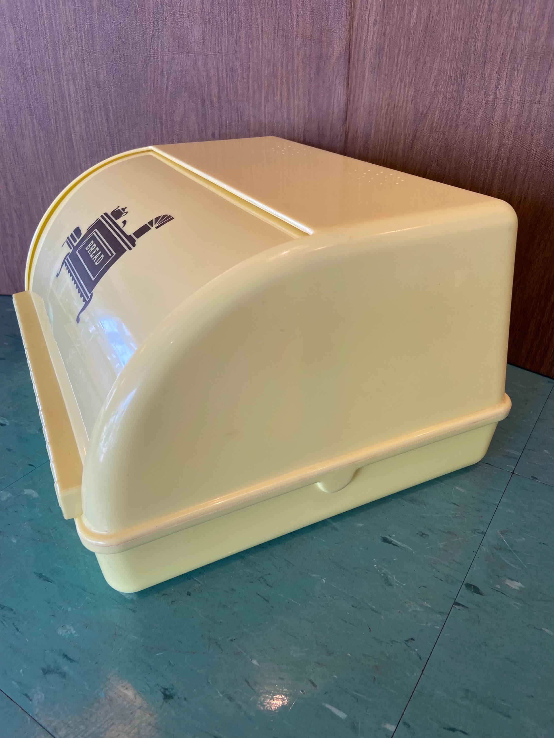 Vintage Breadbox Plastic Yellow Vintage Bread Box Roll Top Mid