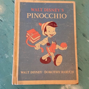 Vintage book Pinocchio Walt Disney children’s 1940’s Heath hard cover