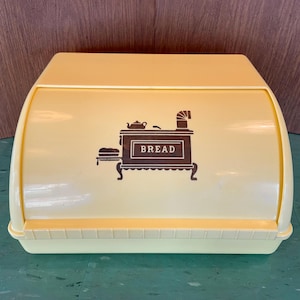 Vintage breadbox plastic yellow Vintage Bread Box Roll Top Mid Century Bread Container