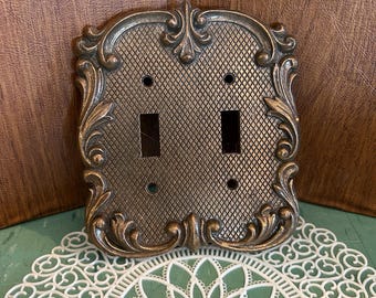 Vintage light switch double cover bronze Hollywood regency 1pc national lock
