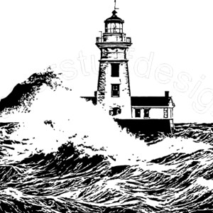 Lighthouse Crashing Waves Vector