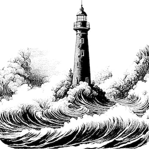 Lighthouse with Waves Vector