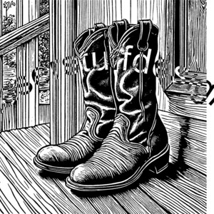 Cowboy-Stiefel auf Veranda Vektor SVG-Datei