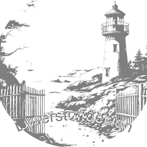 Lighthouse with Fence SVG Immediate Download