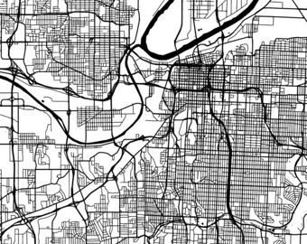 Kansas City, Misuri Mapa SVG Vector