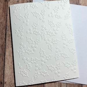 Holly Berry Embossed Cards, Blank Notecard, Thank You Note, Christmas Party Invitation, Business Greeting, Small Coworker Gift, Secret Santa