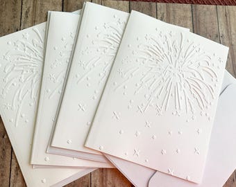 Fireworks Embossed Note Cards, Celebrate (4)