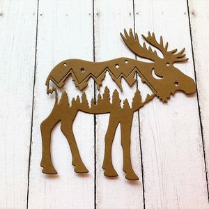 Rustic Moose with Mountains, Moose Embellishment for Scrapbooking, Moose Die Cut, Moose Silhouette, Handmade Card Making, Woodland Animal