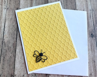 Cartões de abelha, cartões de nota de favo de mel em relevo, artigos de papelaria de abelha, conjunto de cartões de nota artesanais em branco com envelopes, cartões minimalistas, abelha