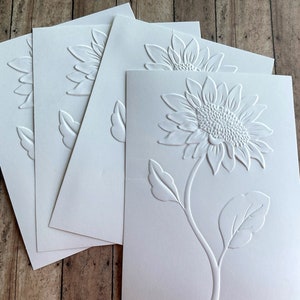 Kaarten met zonnebloemreliëf voor doe-het-zelfkaarten, A2-vellen, 3D-getextureerde kaartfronten, scrapbookpagina's, labels met bloemen voor junkjournaling