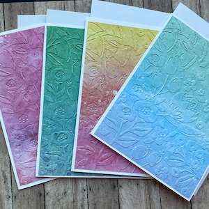 Blumen Collage geprägte Karten auf Aquarell Karton, jeder Anlass, leere Notecards mit Umschlägen, perfekt für Geburtstag oder Dankeschön-Notizen