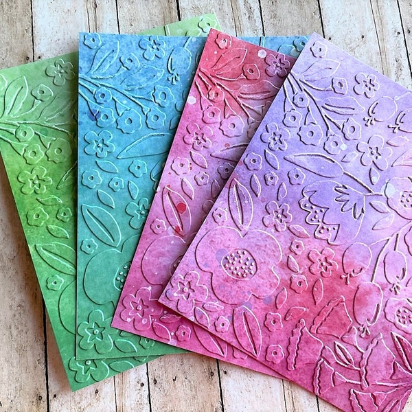 Flower Collage Embossed Cardstock, Embossed A2 Sheets, Textured Card Fronts, Embossed Cardstock Sheets, Card Topper, Scrapbooking, Handmade